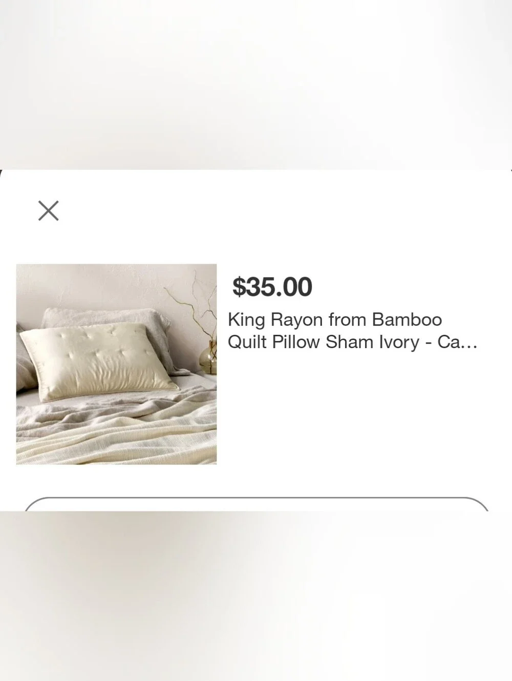 King Rayon from Bamboo Quilt Pillow (2) Sham Ivory - Casaluna™
